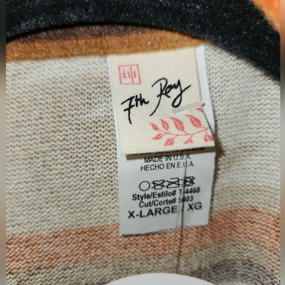 7th ray NWT XL Aztec orange/brown button-up shirt - Picture 3 of 4